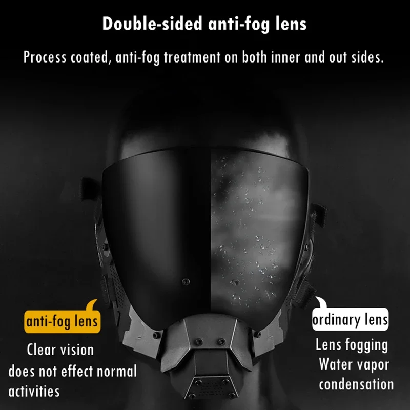 Máscara facial completa táctica Cyberpunk con lente antiniebla para juegos de supervivencia al aire libre Airsoft equipo de protección - imagen 3