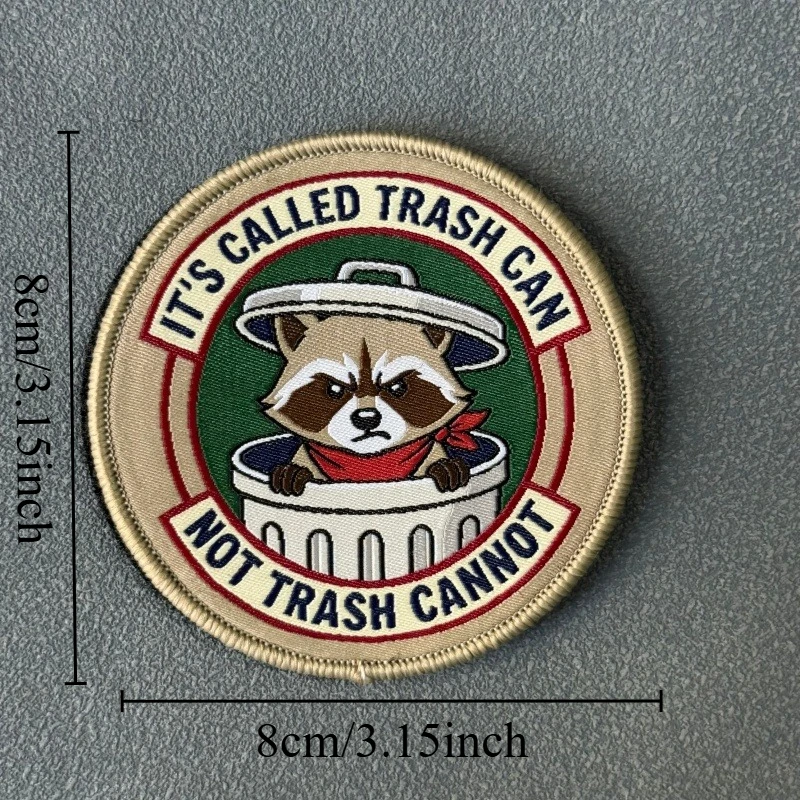 Parche táctico bordado morale mapache con velcro bote basura - imagen 2