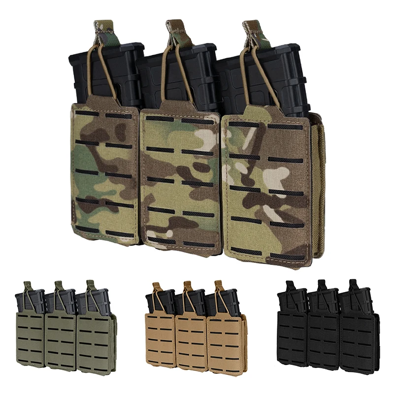 IDOGEAR-bolsa táctica Molle de Caza LSR 5,56, Triple cargador, corte láser, militar, accesorios para Airsoft, bolsa para munición - imagen 2