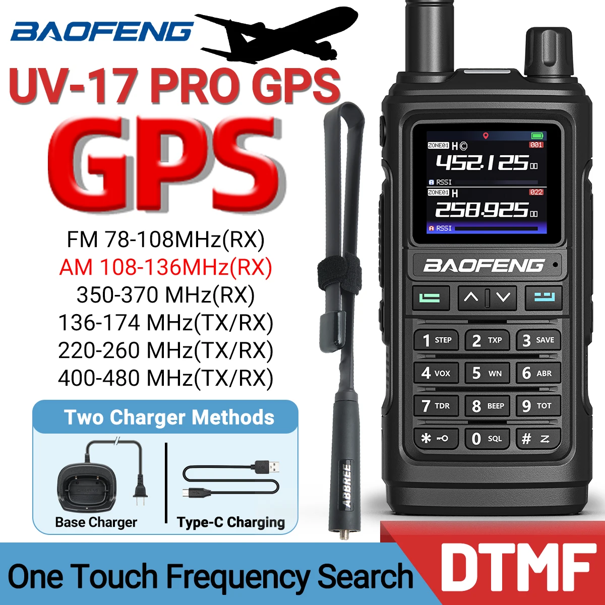 Baofeng UV-17 PRO GPS Walkie talkie seis bandas Air Band y NOAA