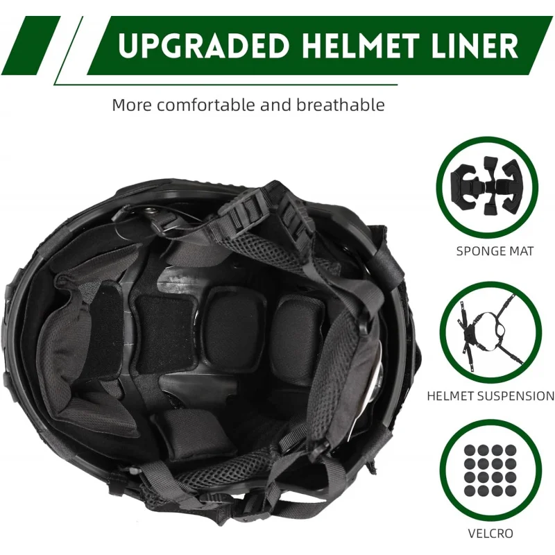 Casco protector táctico rápido casco táctico ajustable con bolsa de batería y cubierta para Airsoft, Cosplay, equipo militar - imagen 4