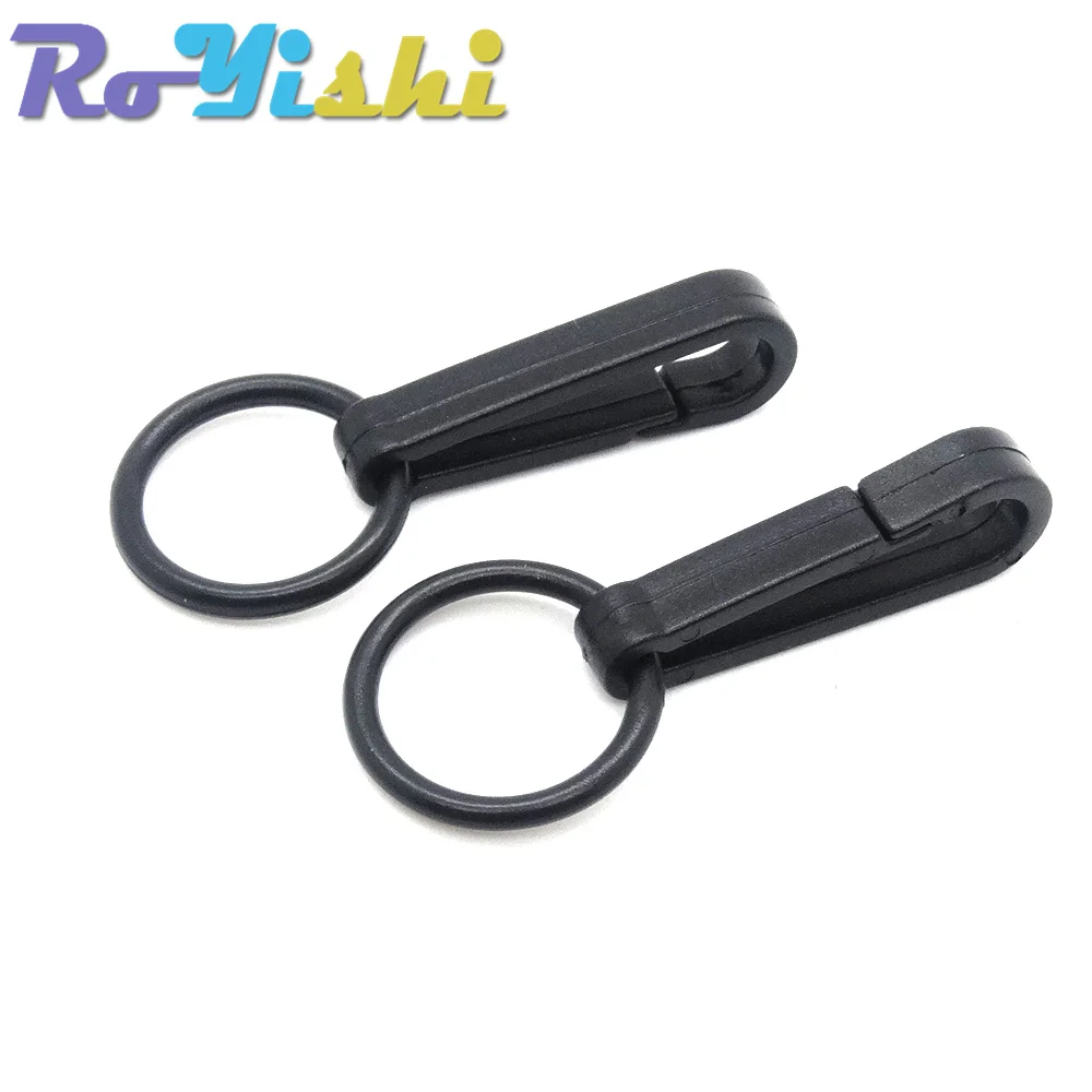 Gancho para guantes, hebillas de plástico, gancho a presión con junta tórica, color negro, 10 unids/lote por paquete - imagen 4