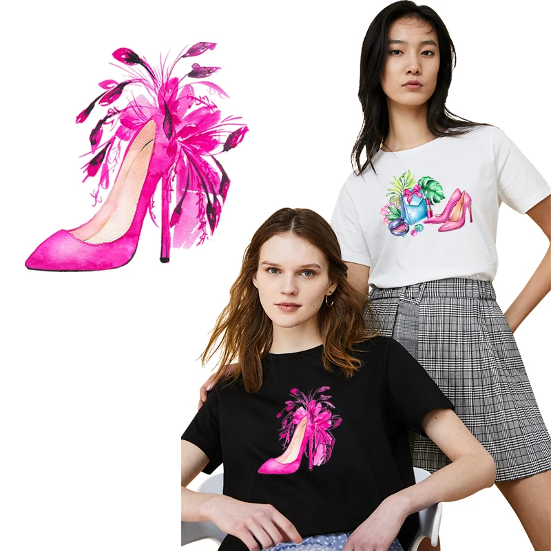 Parches de transferencia térmica de calor para ropa de mujer, parches de transferencia térmica de calor para zapatos de tacón alto DIY con transferencia de hierro de mariposa para chica a la moda - imagen 2