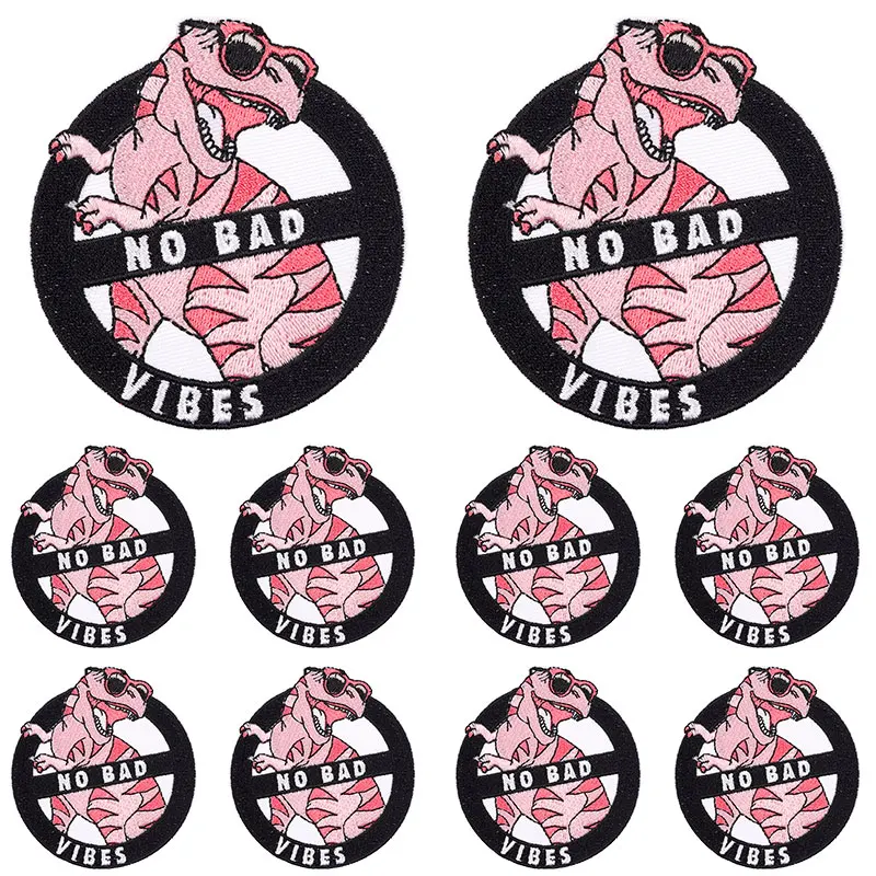 Parche de dibujos animados para ropa, bordado de animales, gatos, dinosaurios, Punk, pegatina para coser, 10 unidades por lote - imagen 5