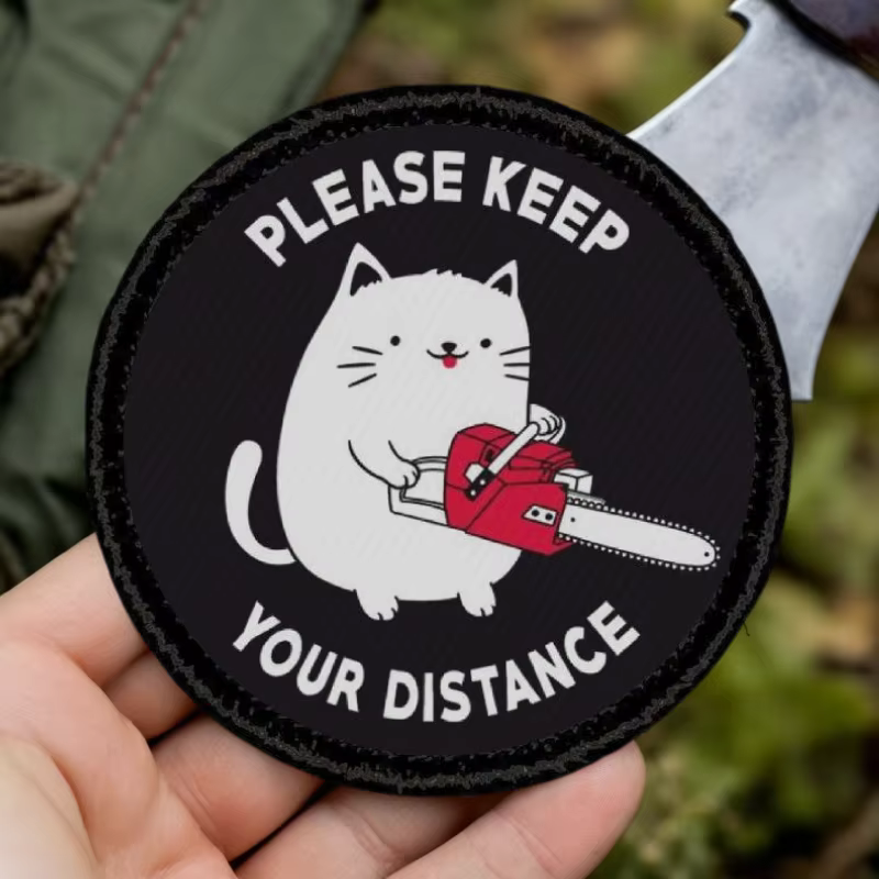 Parche moral Keep a Distance From the Cat – Estampado táctico velcro