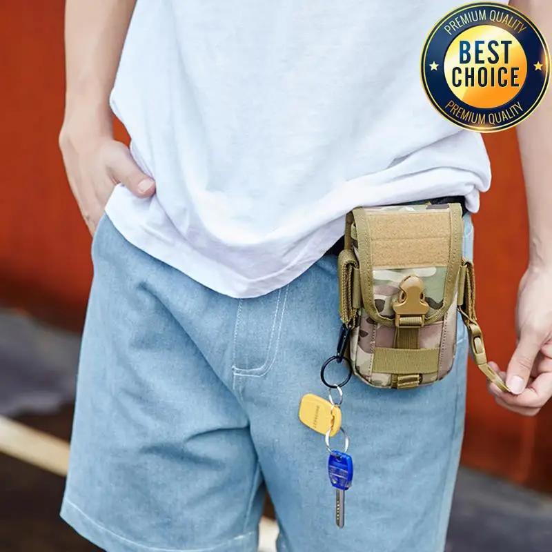 Bolsa táctica de camuflaje 1000D para correr, bolsa deportiva para teléfono, bolsillo en la cintura, accesorio Molle de doble capa, paquete de billetera para banco de energía - imagen 3