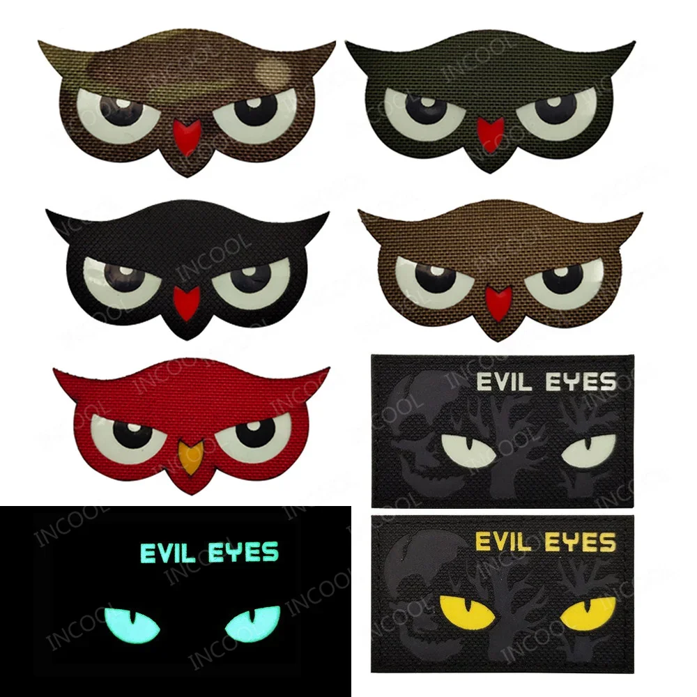 Parches reflectantes infrarrojos con ojos de gato que brillan en la oscuridad, apliques de goma para sombreros, casco, mochila uniforme - imagen 4