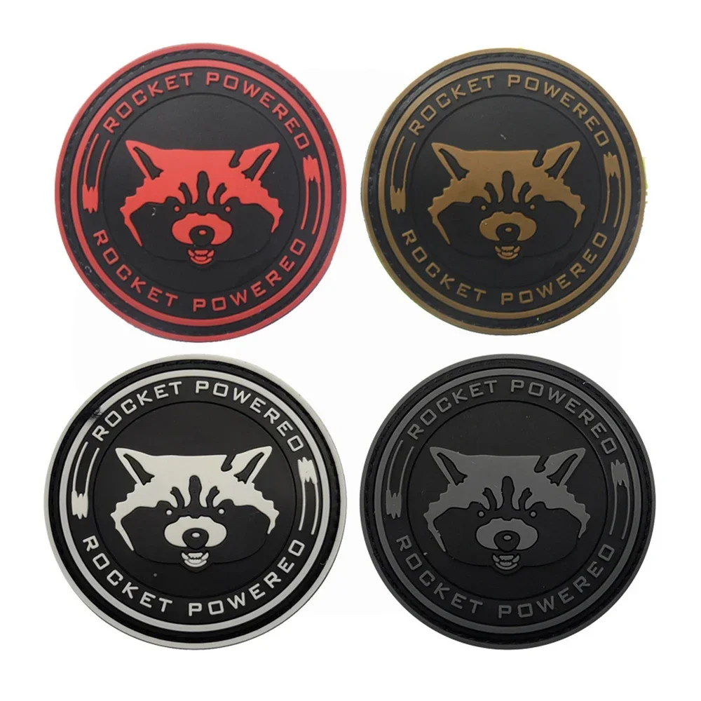 Insignia de moral Rocket Power, parches de cabeza de oso de dibujos animados, gancho y bucle, apliques tácticos de mochila para ropa
