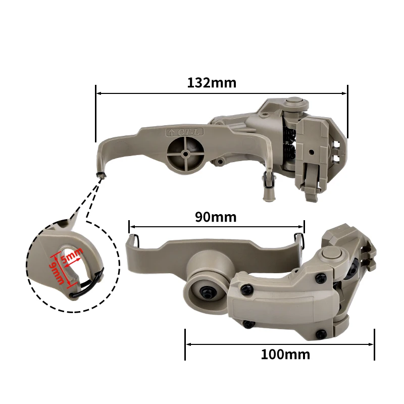 WADSN adaptador de montaje de riel de casco de rotación rápida táctica, soporte para auriculares Comtact Sordin, compatible con Base de riel de arco Wendy - imagen 2