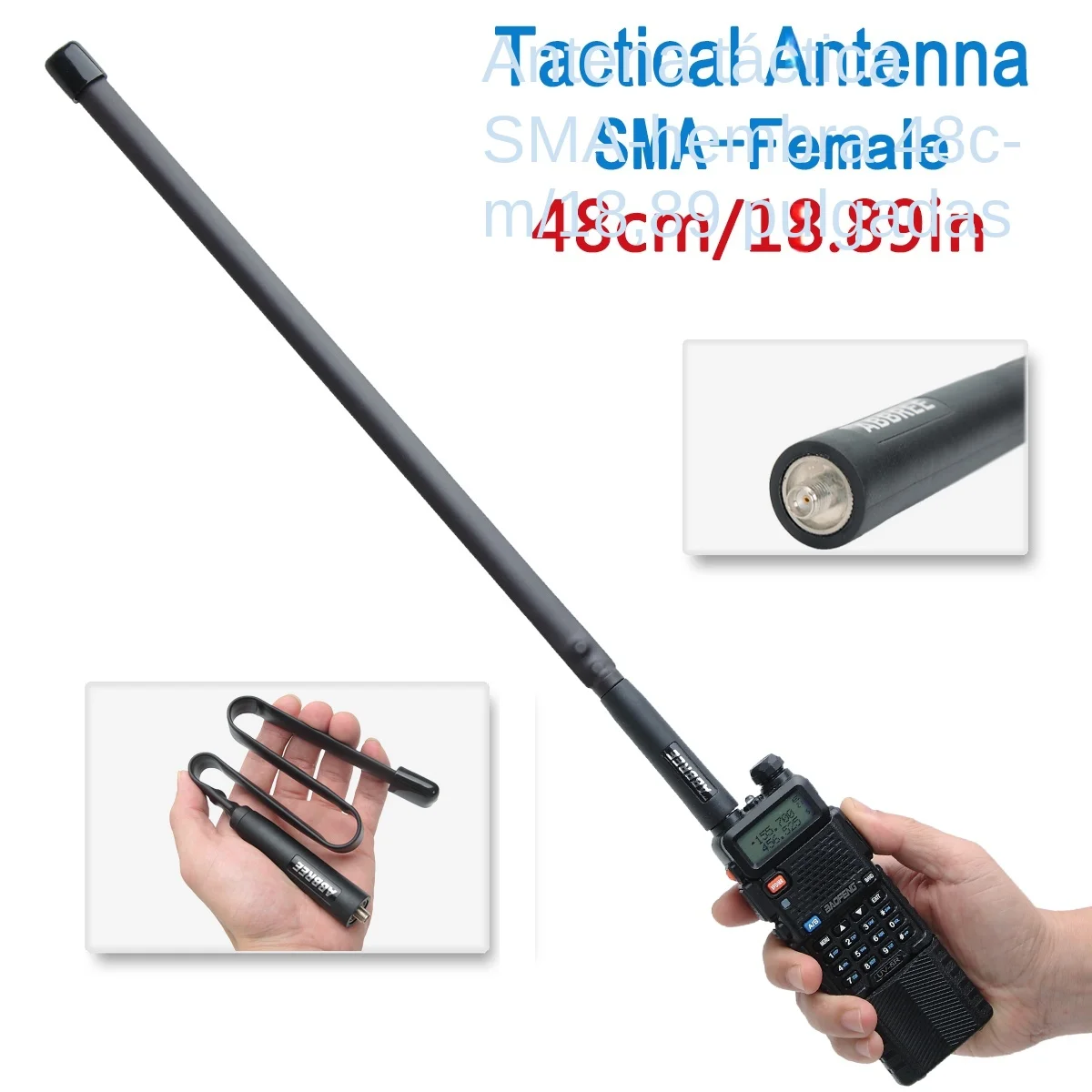 Abbree Walkie Talkie CS antena plegable táctica SMA-hembra VHF UHF banda Dual para Baofeng UV-5R BF-888S UV-13 PRO UV-17 - imagen 5