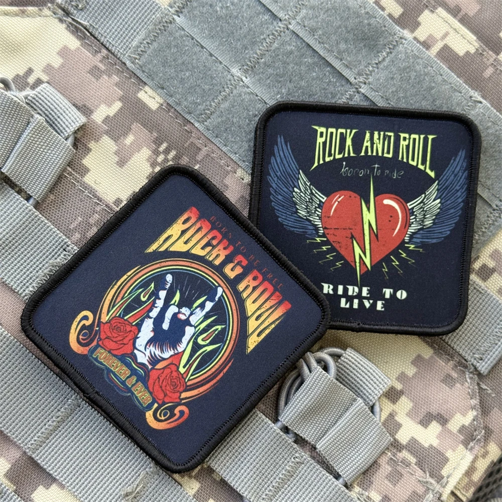 Insignia de moral impresa divertida de Rock, emblema militar, brazalete táctico personalizado, gancho y bucle, ropa, mochila, accesorios, pegatinas