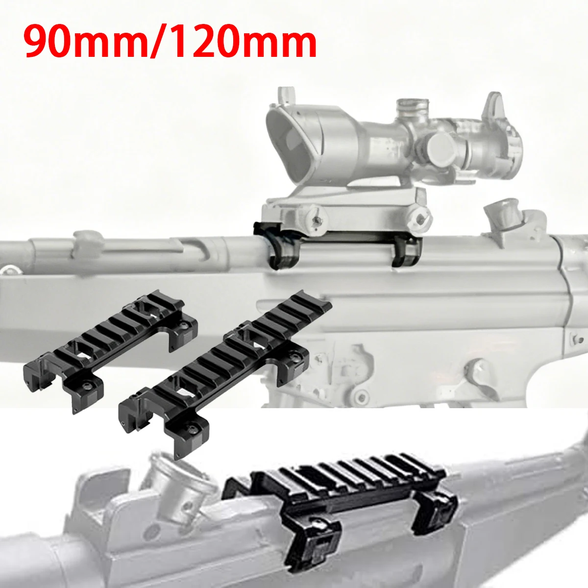 90MM 120MM de longitud 20MM montaje en riel garra MP5 G3 soporte de riel Clip soporte de alcance montaje de perfil inferior para MP5 AEG GBB Series