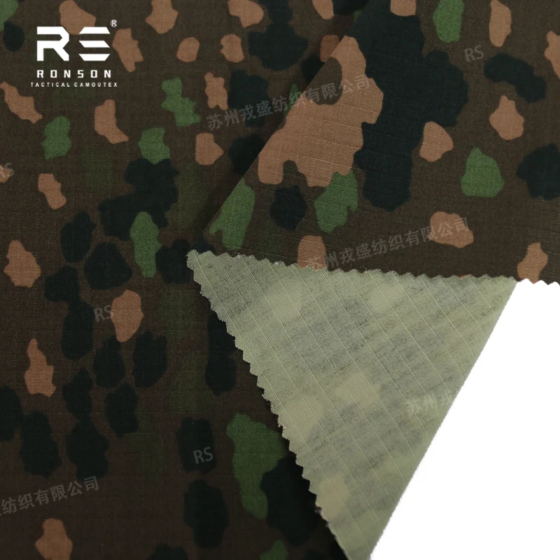 Camuflaje de guisante alemán DOT44/alemán Primavera Verano hoja de roble camuflaje tela a cuadros de algodón de nailon tela de traje táctico transpirable resistente a desgarros - imagen 4