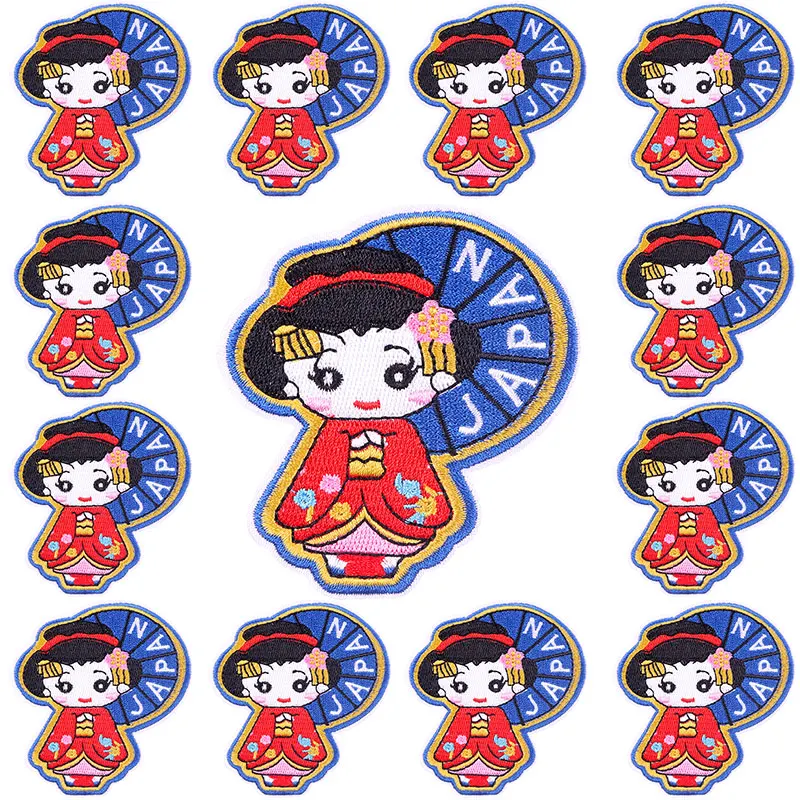 Prajna-parche bordado de dibujos animados de Japón para mujer, parche bordado para planchar, parches de Japón para ropa, 10 unids/lote - imagen 4