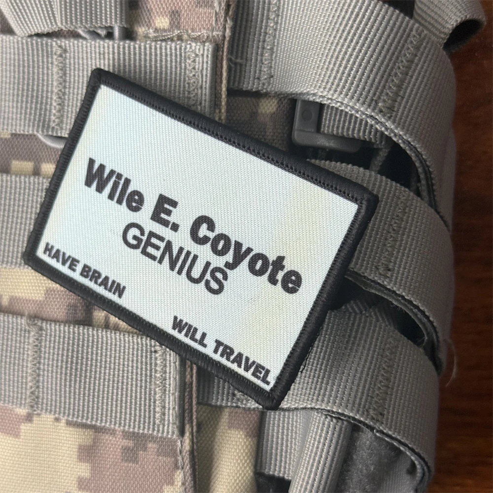 Tarjeta de visita Wile E Coyote Morale insignia parche militar táctico personalizado apliques impreso gancho y bucle ropa mochila pegatinas - imagen 5