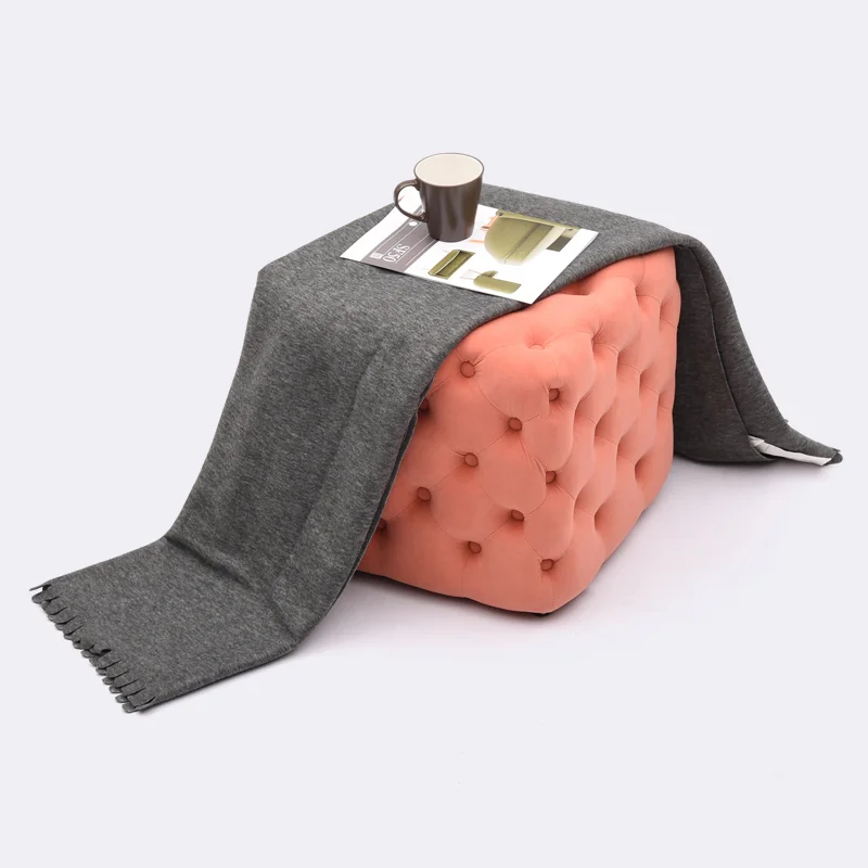 Taburete para cambiar zapatos de guardarropa, taburete de sofá de terciopelo para el hogar, taburete pequeño de asiento suave, nórdico - imagen 4