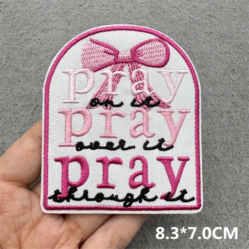 Parches bordados con letras rosas para ropa, parches para planchar DIY para ropa, parche de palabra con eslogan de dibujos animados en insignia para ropa - imagen 5