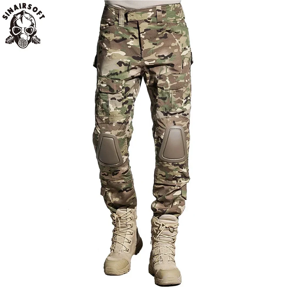 Pantalones de combate para hombre al aire libre + rodilleras, pantalones tácticos, pantalones de camuflaje para senderismo, ropa de trabajo y caza, resistente al desgaste con múltiples bolsillos - imagen 2