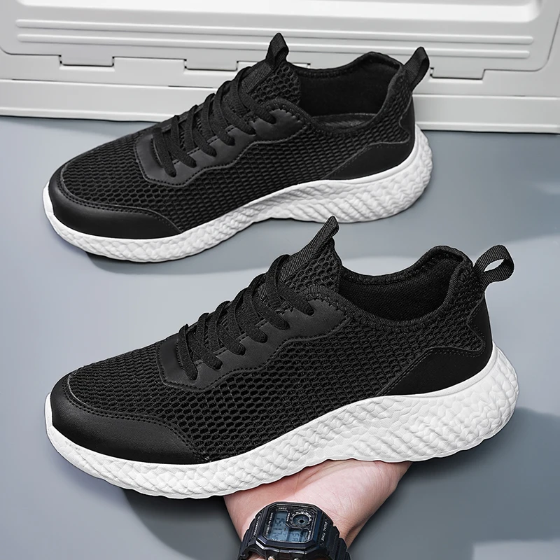 Zapatillas deportivas de malla con cordones para Hombre, zapatos informales, vulcanizados, ligeros, para caminar, 2024 - imagen 4
