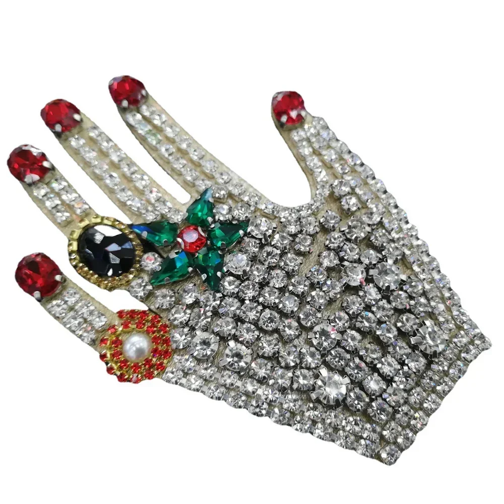 Parches de Palma de diamantes de imitación Vintage 3D para coser en la ropa, apliques de cuentas hechos a mano, zapatos, chaqueta, bolso, accesorios decorativos DIY, pegatinas - imagen 4