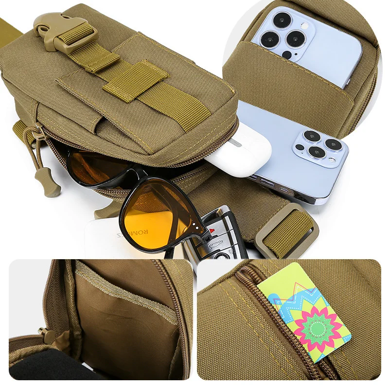 Bolso de pecho táctico para hombre, bolsa de Trekking para teléfono móvil, EDC, bolso deportivo, bandolera de hombro, mochila de asalto para acampar y senderismo - imagen 5