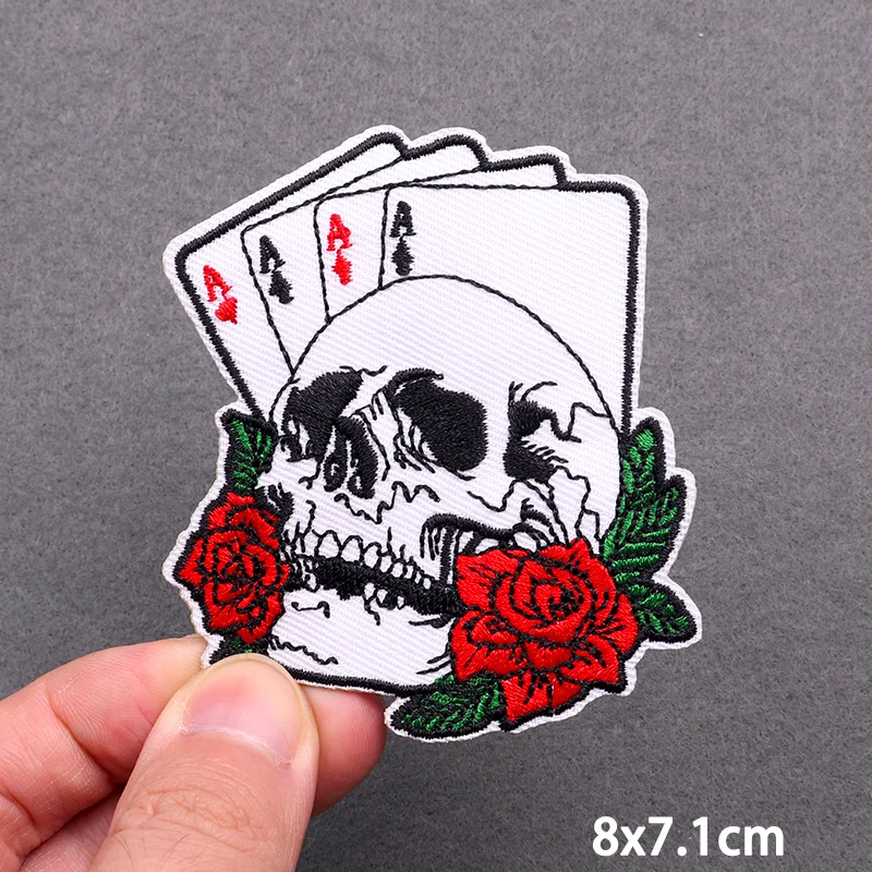 Parche Punk de Hip Hop, parches bordados para planchar para ropa, parches termoadhesivos para ropa, parche de calavera para pegatinas de ropa - imagen 4