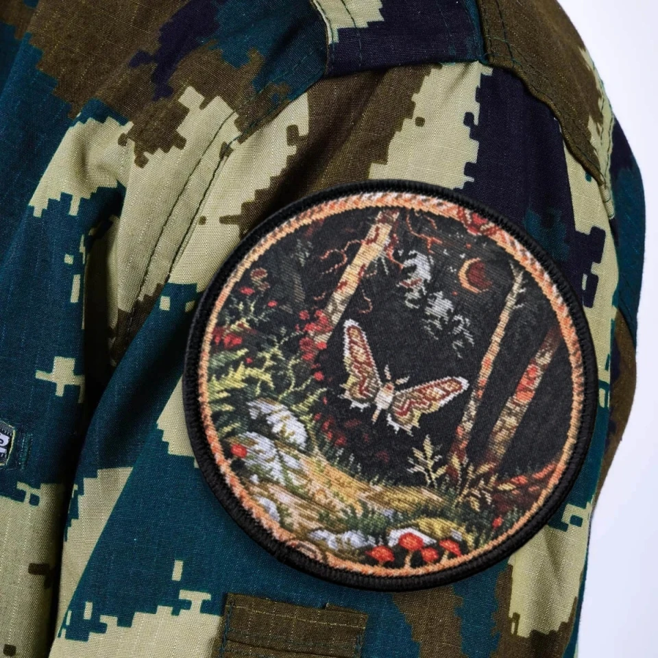 Parche táctico de moral sinfónica nocturna de mariposa, brazalete militar personalizado, parches de gancho y bucle impresos para ropa, pegatina para mochila