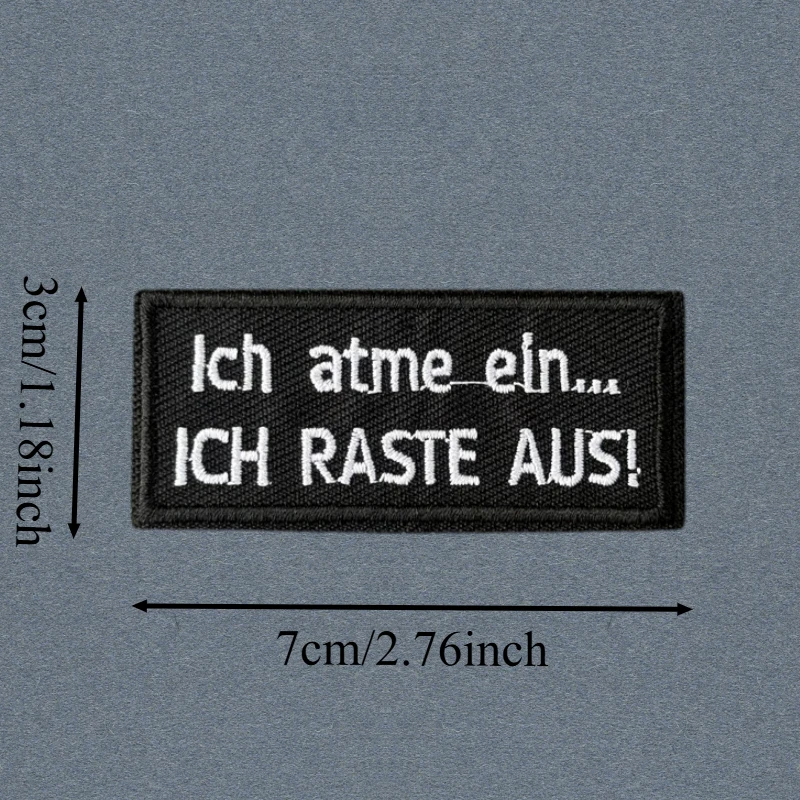 “Ich Atme Ein.. ICH RASTE AUS!" Parche bordado táctico con gancho y bucle, insignia de moral, pegatinas para mochila, parches para brazalete para ropa - imagen 3