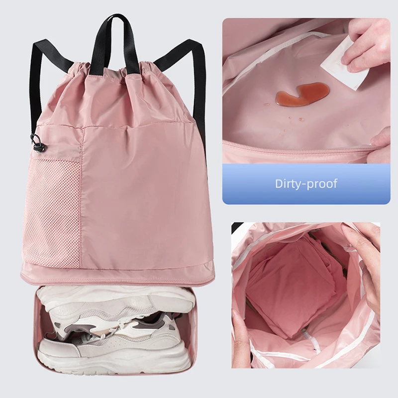 Mochilas de malla con cordón para nadar, organizador de transporte de baloncesto seco y húmedo con paquete de zapatos, mochila para acampar al aire libre, escalar y senderismo - imagen 5