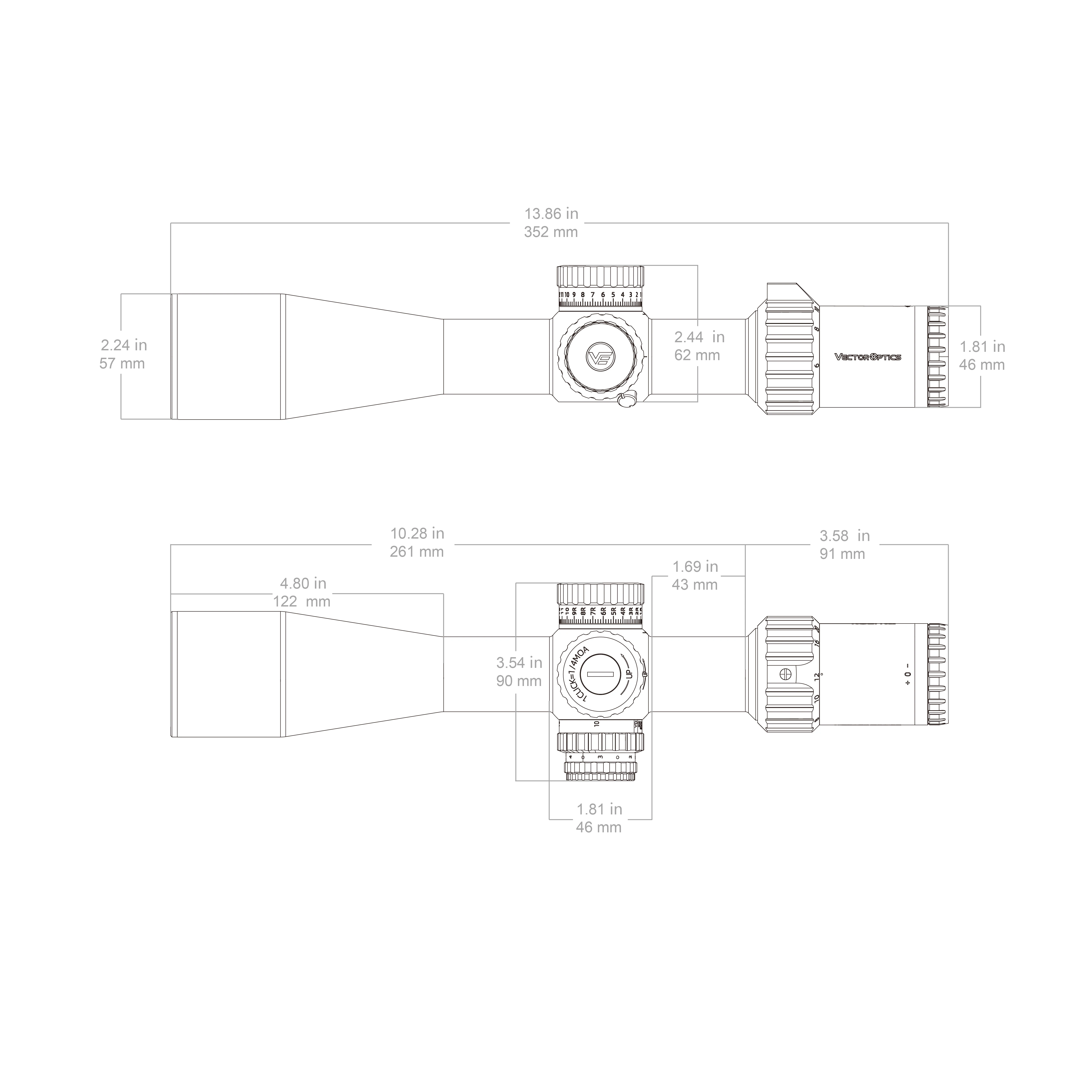 Mira Vector Optics Tauron 6-24x50 FFP | Tubo de 34mm | Rango de Elevación 82 MOA & Punto 0.125 MOA | Lente HD Alemana | Función Zero Stop - imagen 5