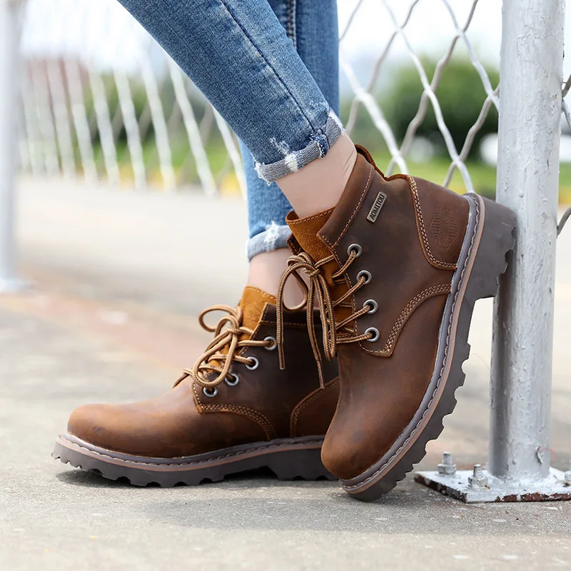 KOWM zapatos de senderismo para hombre, botas impermeables para exteriores, zapatos de caza, zapatos para la nieve, zapatillas tobilleras para mujer en el desierto, botas informales de cuero - imagen 5