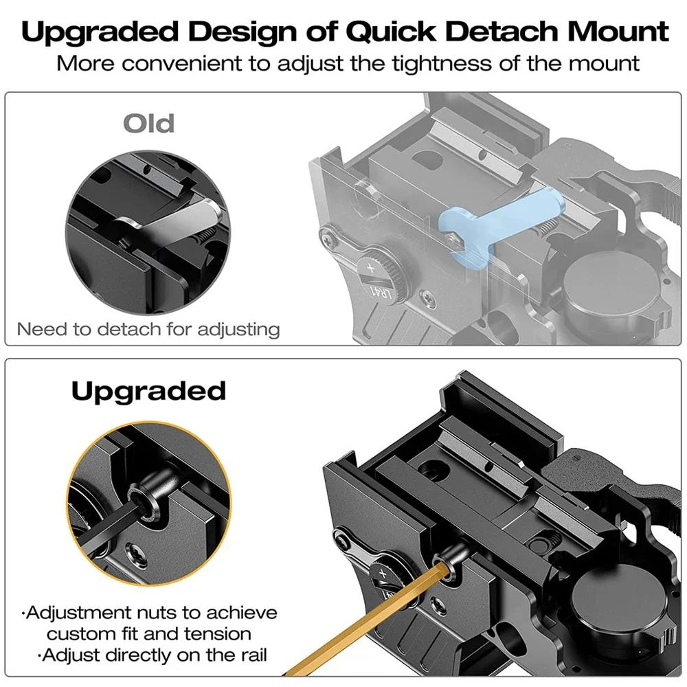 Mira óptica de caza con punto rojo, 1x22x33, 4 retículas, mira réflex roja y verde con montaje de separación rápida para riel de 20mm - imagen 5