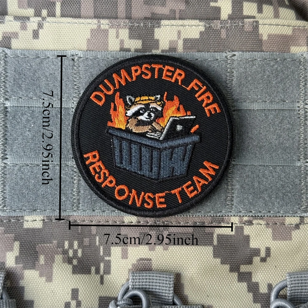 Parche táctico Dumpster Fire Response Team Morale, parches de gancho y bucle bordados del ejército militar para ropa, pegatina para mochila - imagen 2