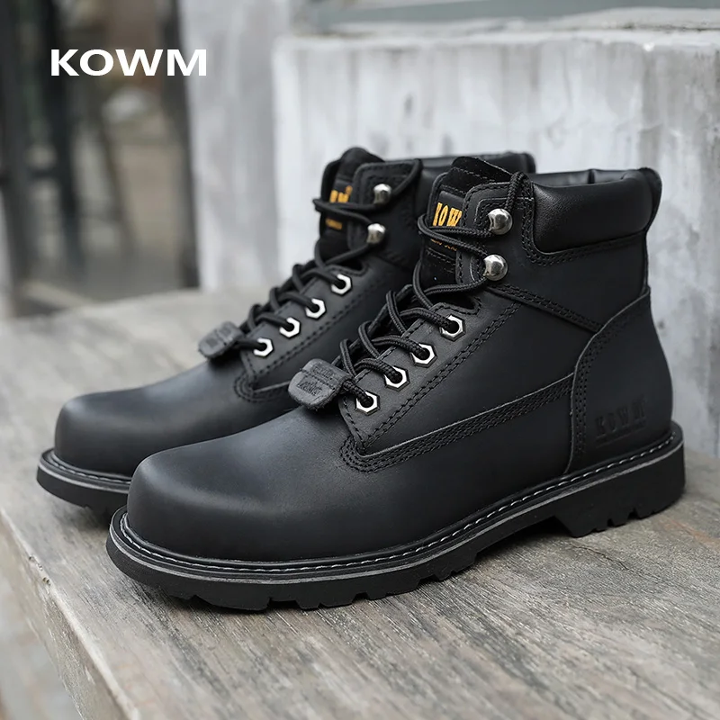 KOWM-zapatos de senderismo de piel de vaca para hombre, botines impermeables para combate en el desierto, botas de motocicleta, zapatillas de viaje, botas de caza tácticas - imagen 3