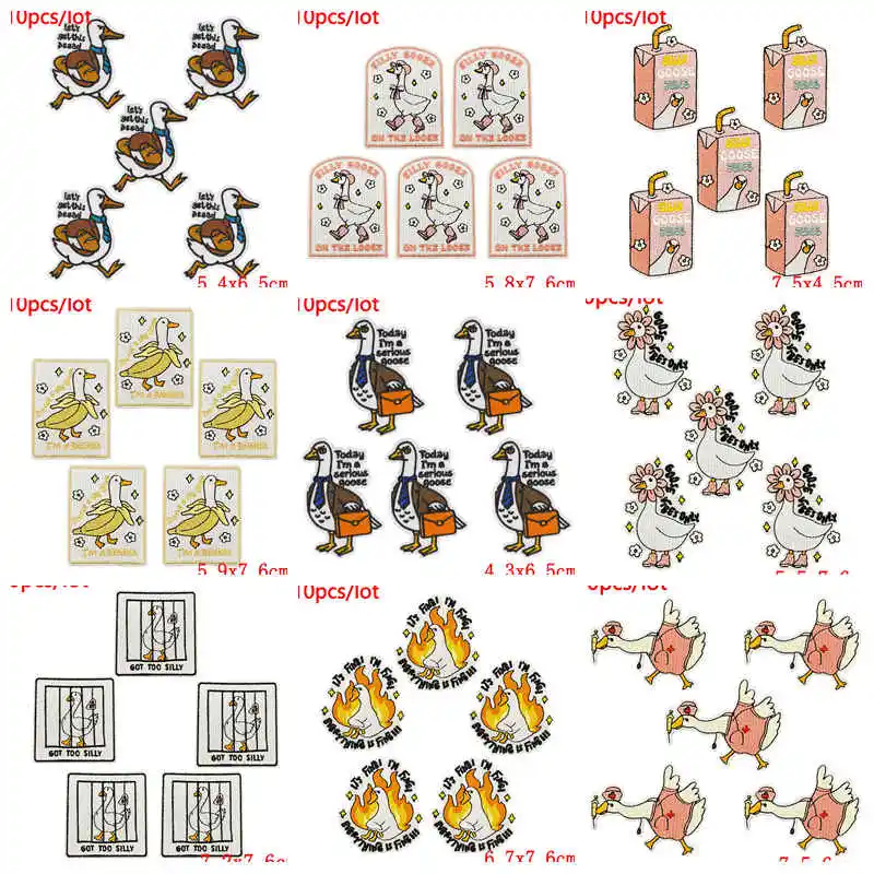 10 unids/lote Hip Hop Animal pato parche hierro en parches bordados para ropa parches termoadhesivos dibujos animados parche Fusible Decoración