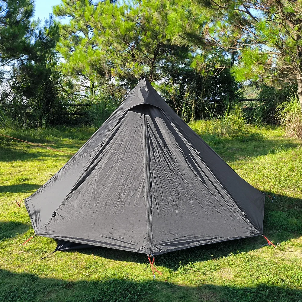 Tienda Tipi de acampada con ventana de chimenea para exteriores, tienda de pirámide Tipi ultraligera de doble capa, Bushcraft, tienda caliente para 1 persona - imagen 5