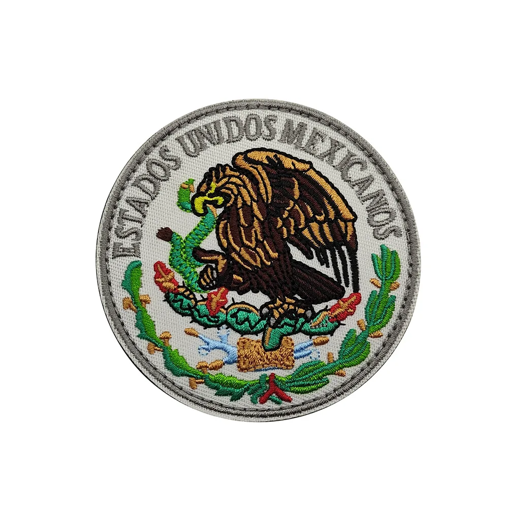 Parches bordados de bandera mexicana, insignia de pájaro, parches mágicos, insignia de moral, bordado militar de México - imagen 3