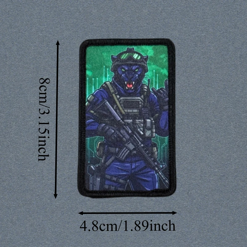 Parche táctico estampado Panther Operator con velcro para moral - imagen 3