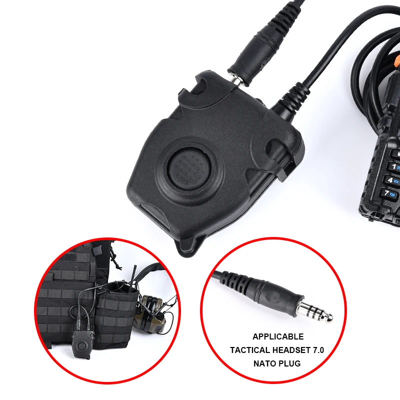 WADSN PTT-auriculares tácticos con botón de interfono para Kenwood Motorola Walkie Talkie Airsoft, accesorios IPSC TCI - imagen 2
