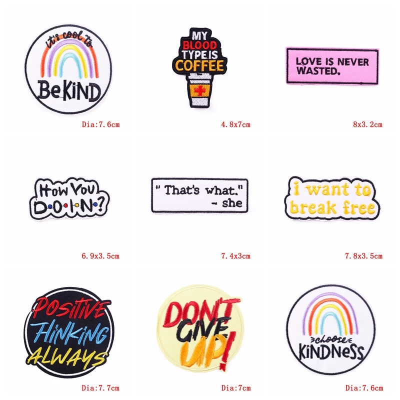 Parche bordado con letras de arcoíris de dibujos animados, parches termoadhesivos para planchar en la ropa, bricolaje, 10 unids/lote - imagen 5