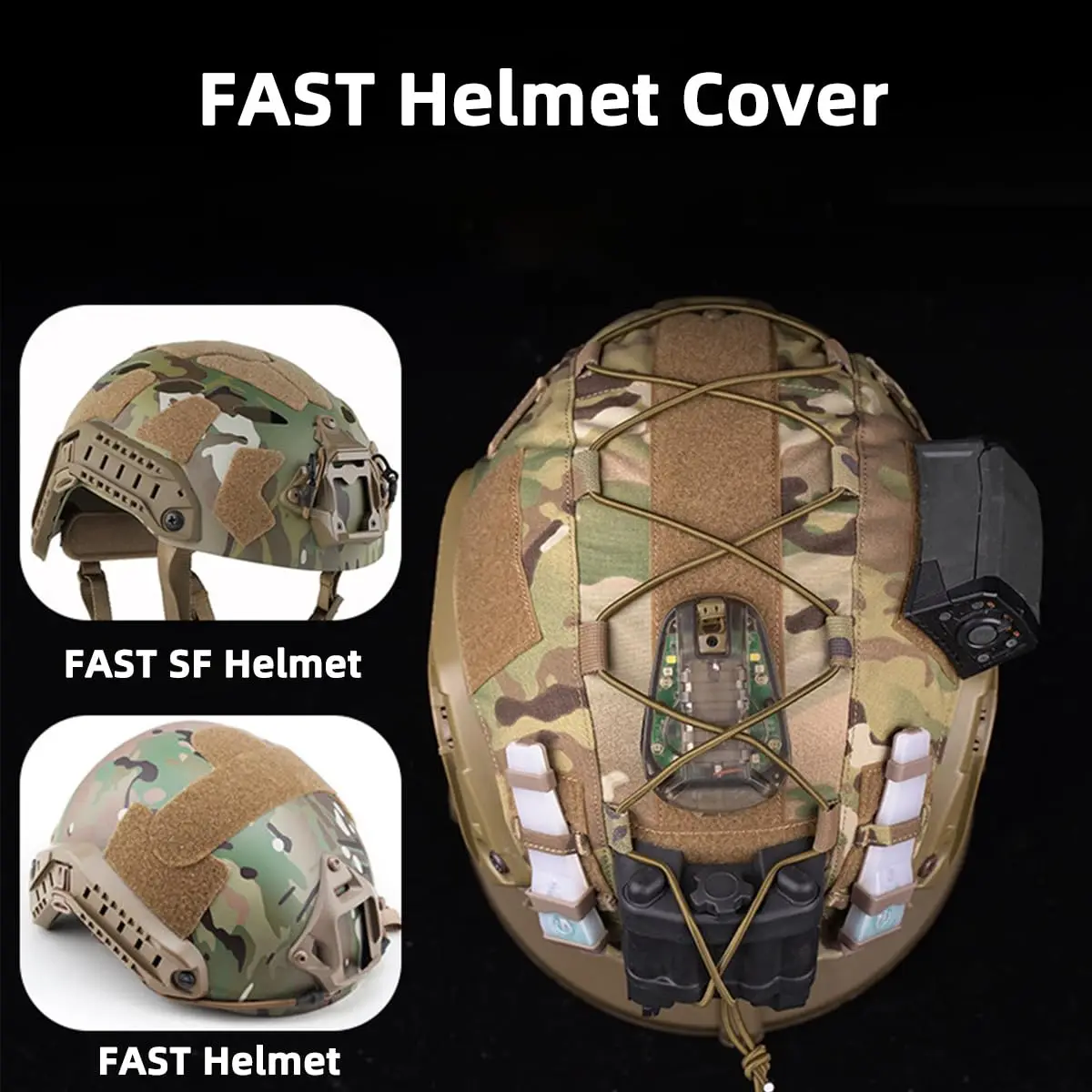 Cubierta táctica para casco rápido Airsoft, cubierta ligera y duradera para casco de camuflaje con cordón de ajuste para caza y Paintball - imagen 3