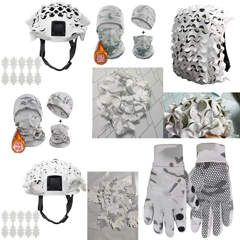 MCAP Cobertura de casco táctico 3D invierno camuflaje blanco nieve