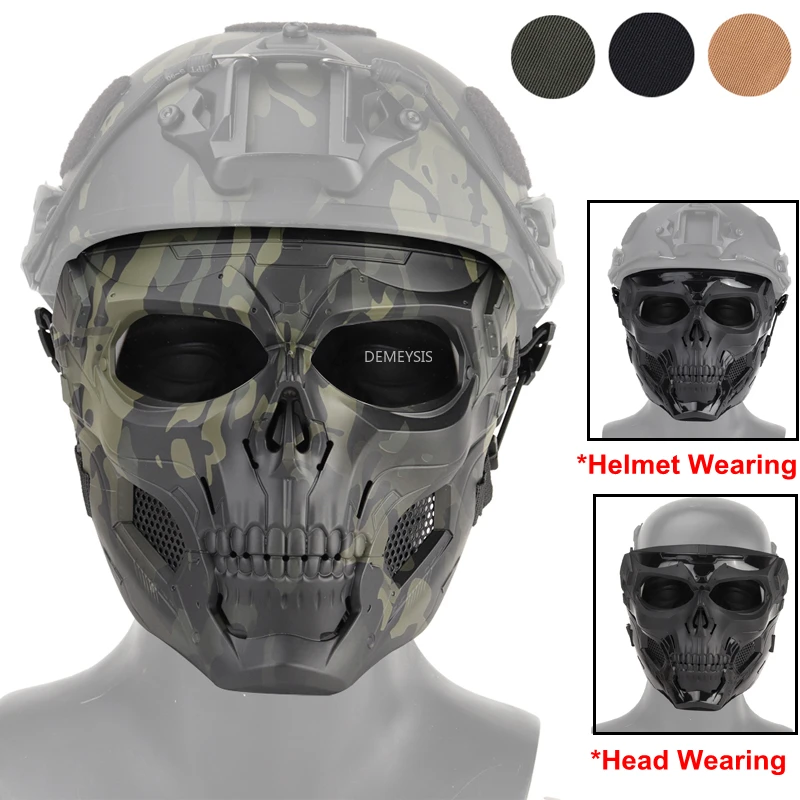 Máscara de calavera Airsoft para deportes al aire libre, motocicleta, ciclismo, tiro, caza, máscara táctica para hombres y mujeres, máscaras de Cosplay de Halloween, 2 modos de desgaste