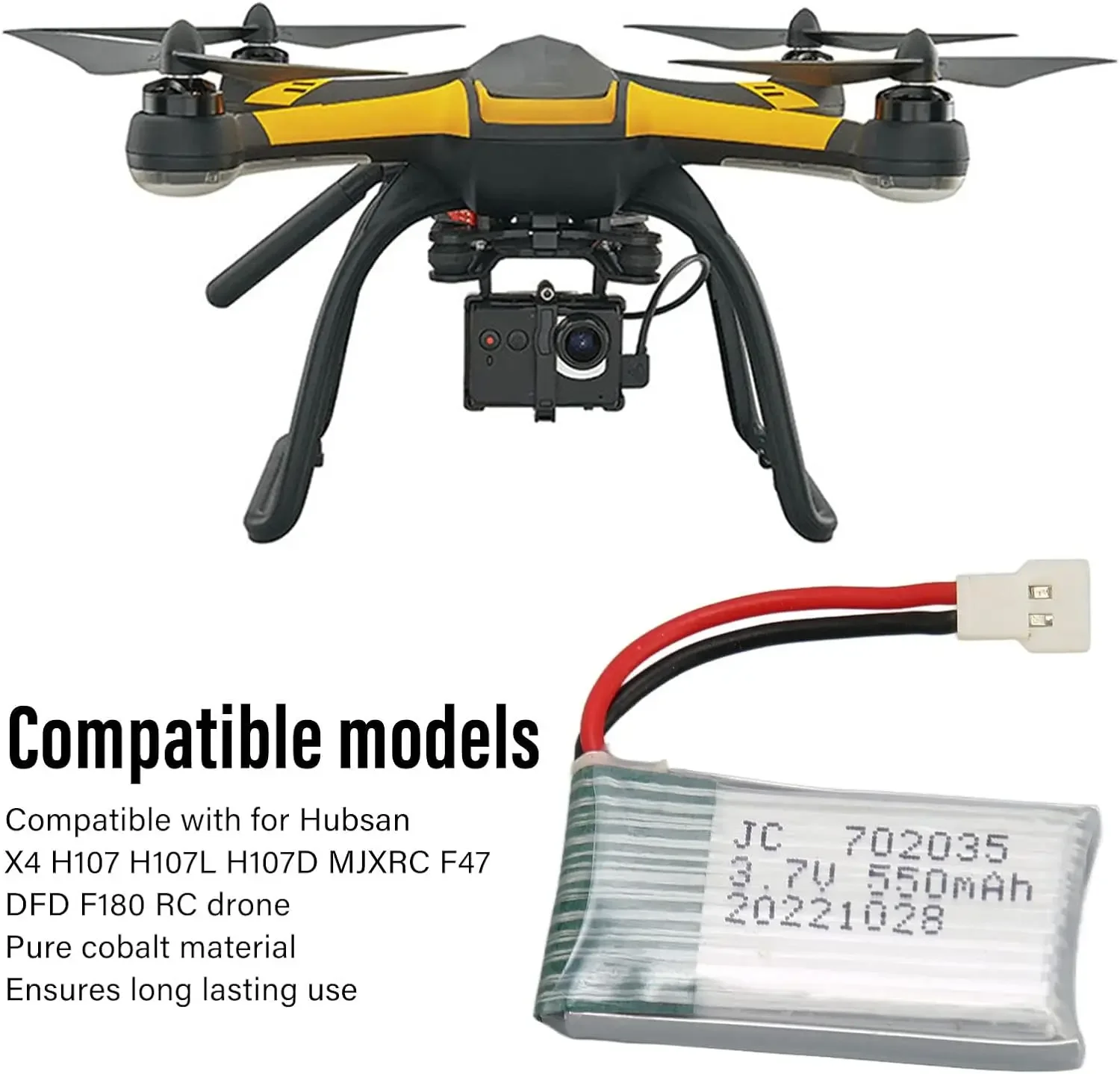 3,7 V 550mAh 20C batería Lipo XH2.54 enchufe para SYMA X8C X8G X8W X8HW X8HG X8HC Hubsan X4 MJXRC F47 DFD F180 accesorio para Dron - imagen 3