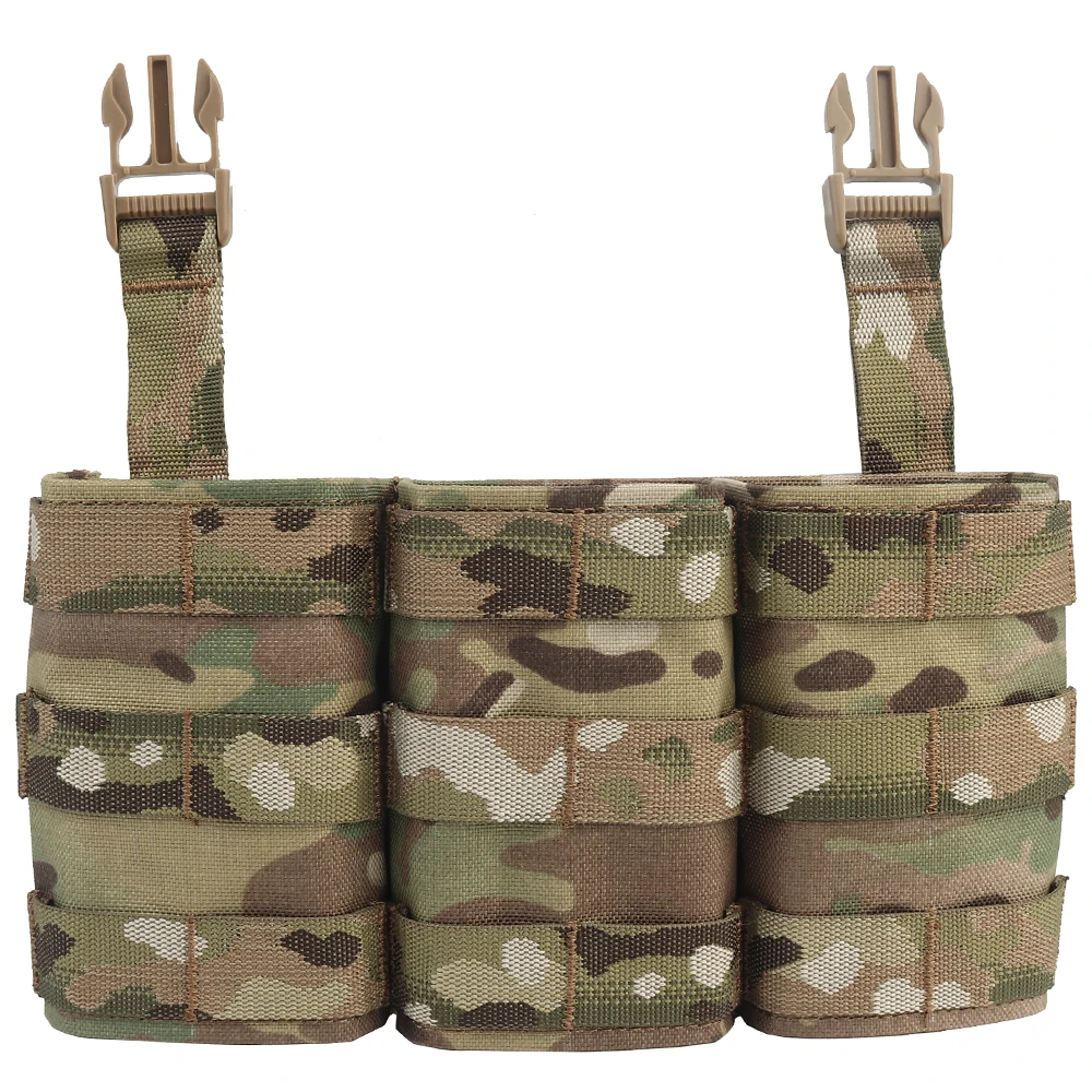 Bolsa táctica Triple FAST 5,56 para Rifle Mag, chaleco militar de caza, Panel de aparejo frontal para el pecho, Airsoft M4 Mags - imagen 3