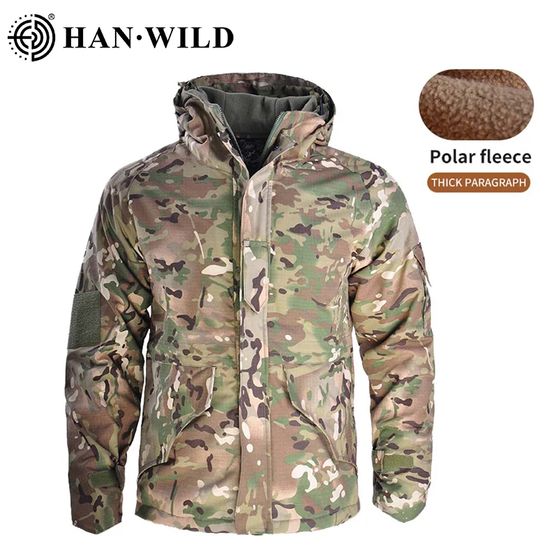 Chaqueta táctica G8, cortavientos de lana para hombre, abrigo grueso de camuflaje con capucha, chaquetas térmicas de entrenamiento con múltiples bolsillos para invierno para hombre - imagen 2