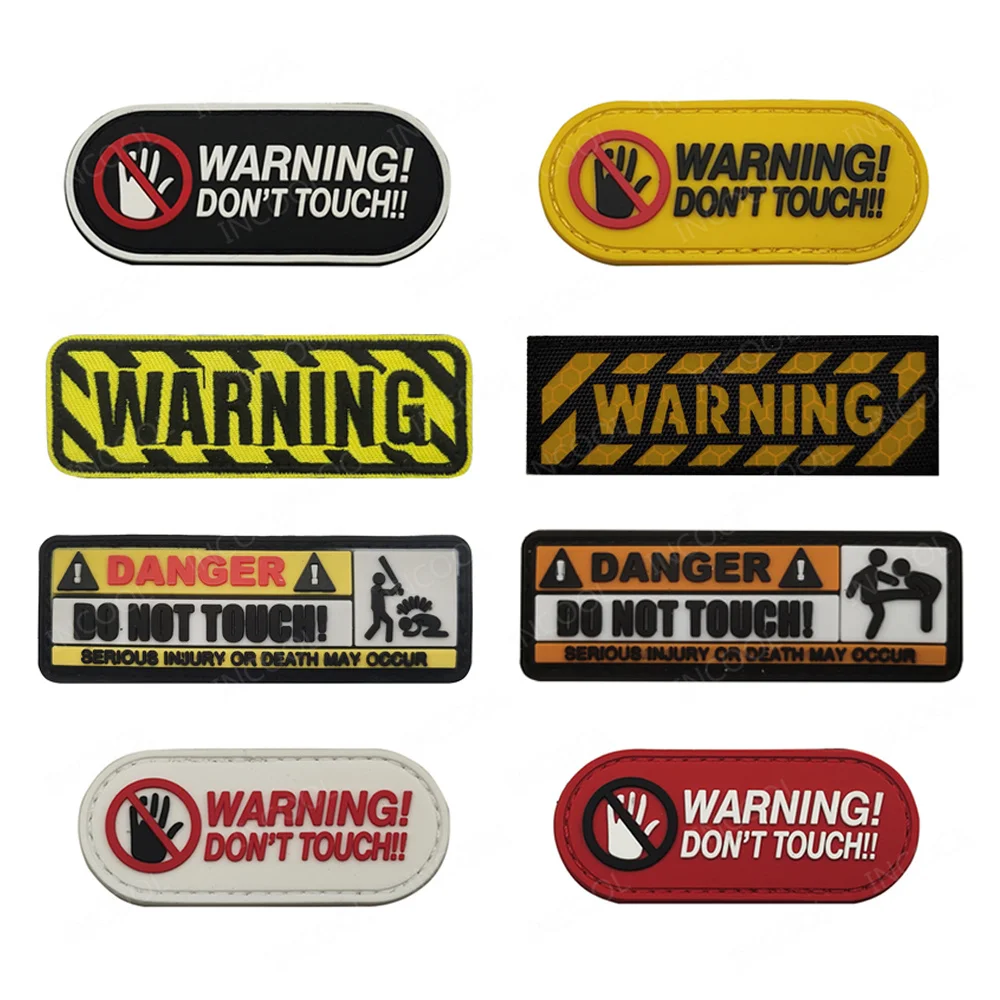 Parche de advertencia de goma de PVC 3D, insignias bordadas de peligro táctico, brazalete reflectante IR para ropa, accesorios para mochila
