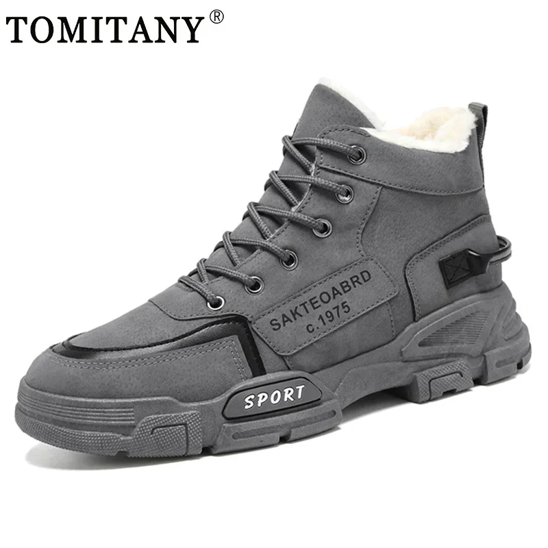 Botas de seguridad para el trabajo para hombre, botas de nieve con plataforma gruesa de terciopelo para invierno, zapatos informales cálidos con protección impermeable para exteriores - imagen 4