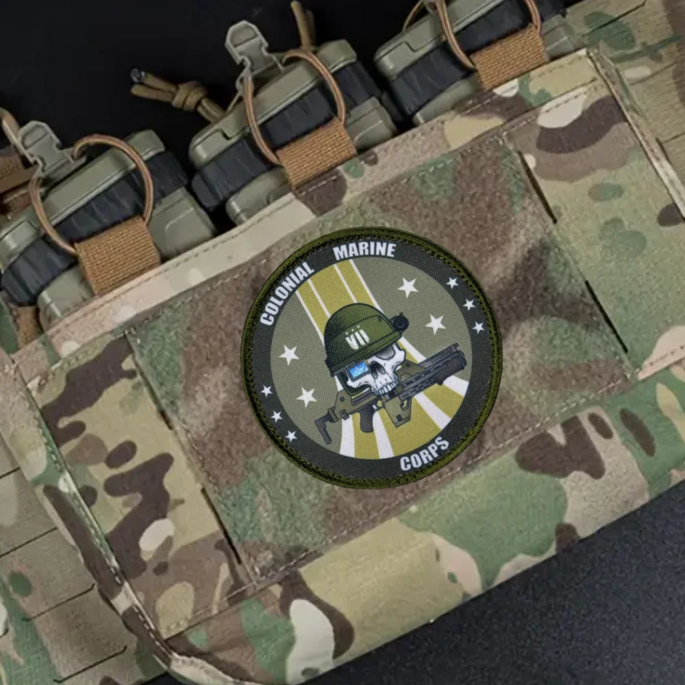 Insignia de moral del Cuerpo de Marines Colonial, parche impreso, Dispute, brazalete táctico militar con gancho y bucle, mochila con calavera, pegatinas para sombrero - imagen 5