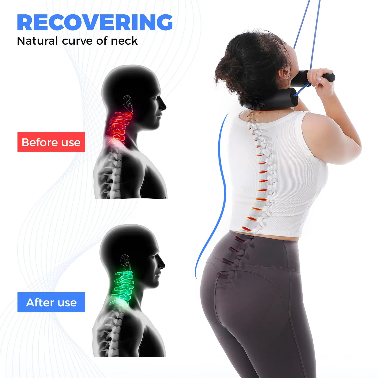 Dispositivo portátil de tracción de cuello Cervical sobre la puerta para aliviar el dolor de cuello, descompresión espinal, camilla de cuello, correa Cervical para uso doméstico - imagen 3